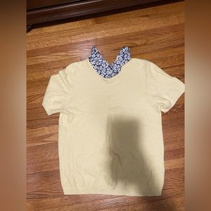 J Crew Women’s Yellow Knit Half Sleeve Collared Top